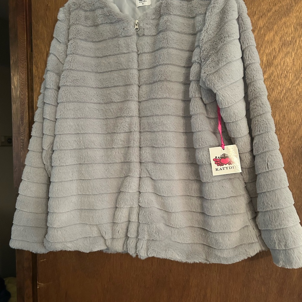 Katydid Light Gray Faux Fur Coat